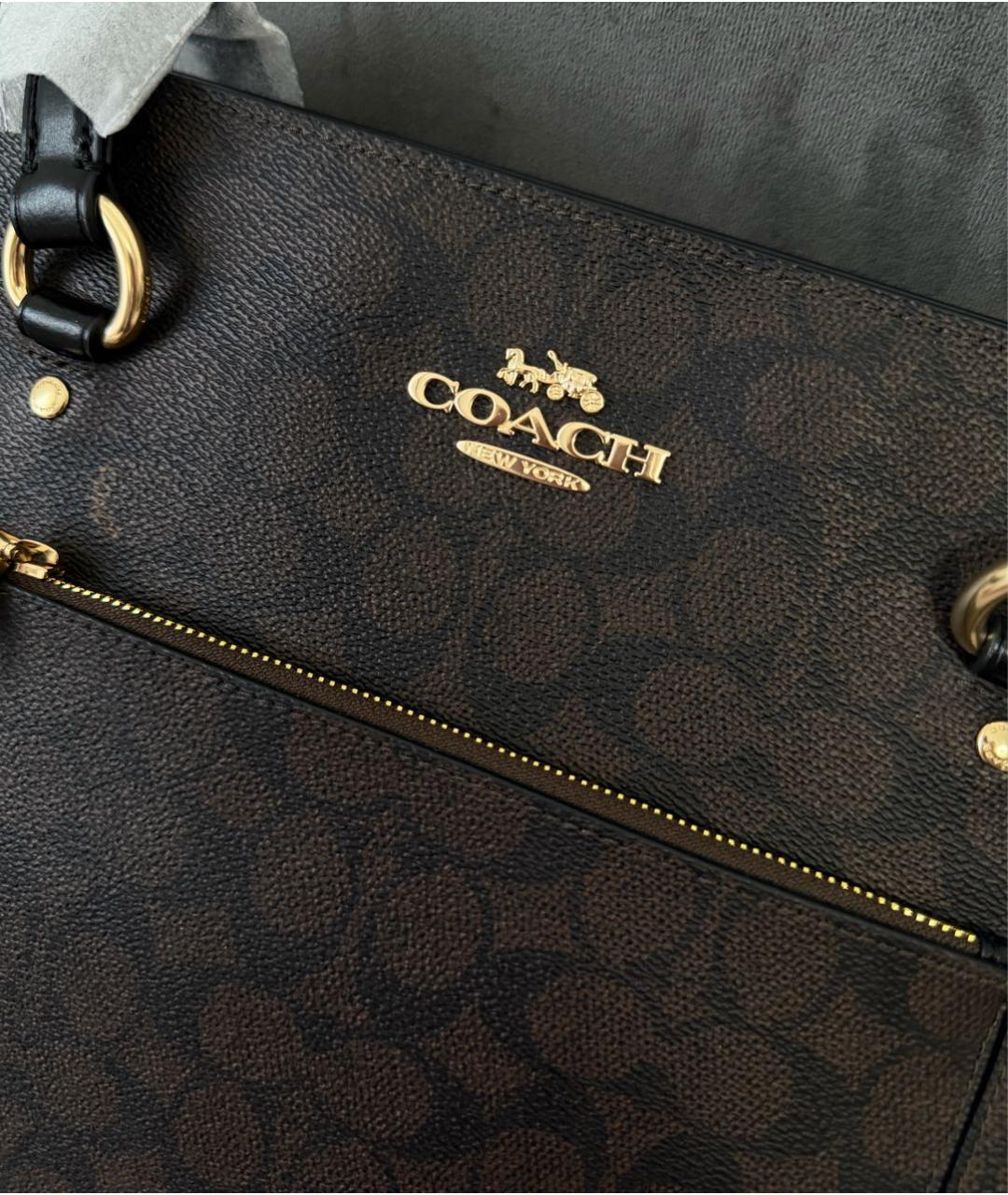 COACH Коричневая кожаная сумка тоут, фото 5