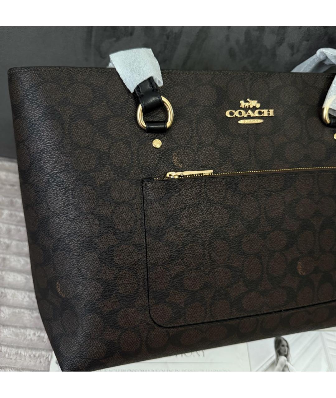 COACH Коричневая кожаная сумка тоут, фото 6