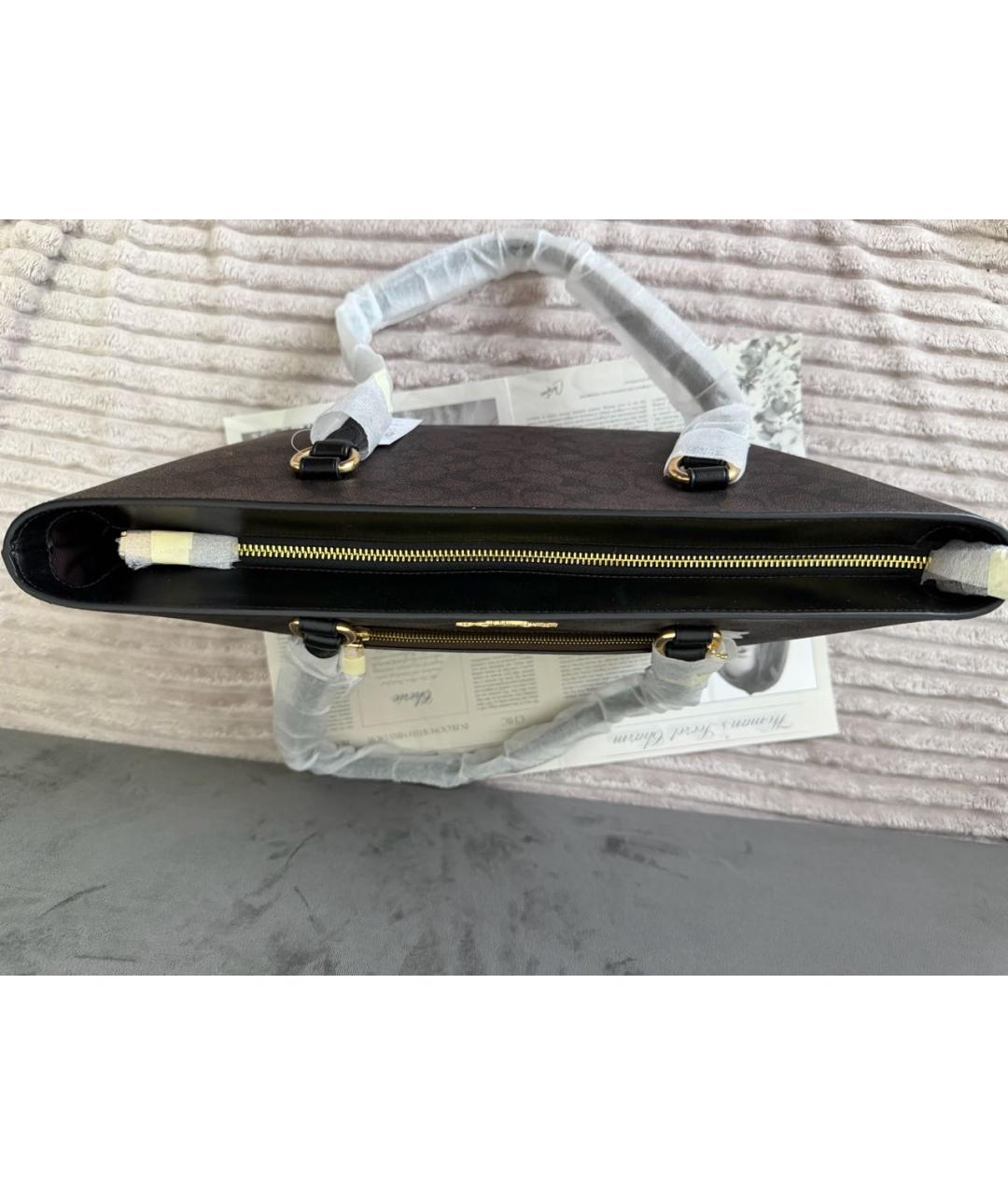 COACH Коричневая кожаная сумка тоут, фото 4