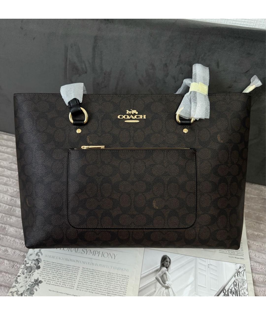 COACH Коричневая кожаная сумка тоут, фото 2