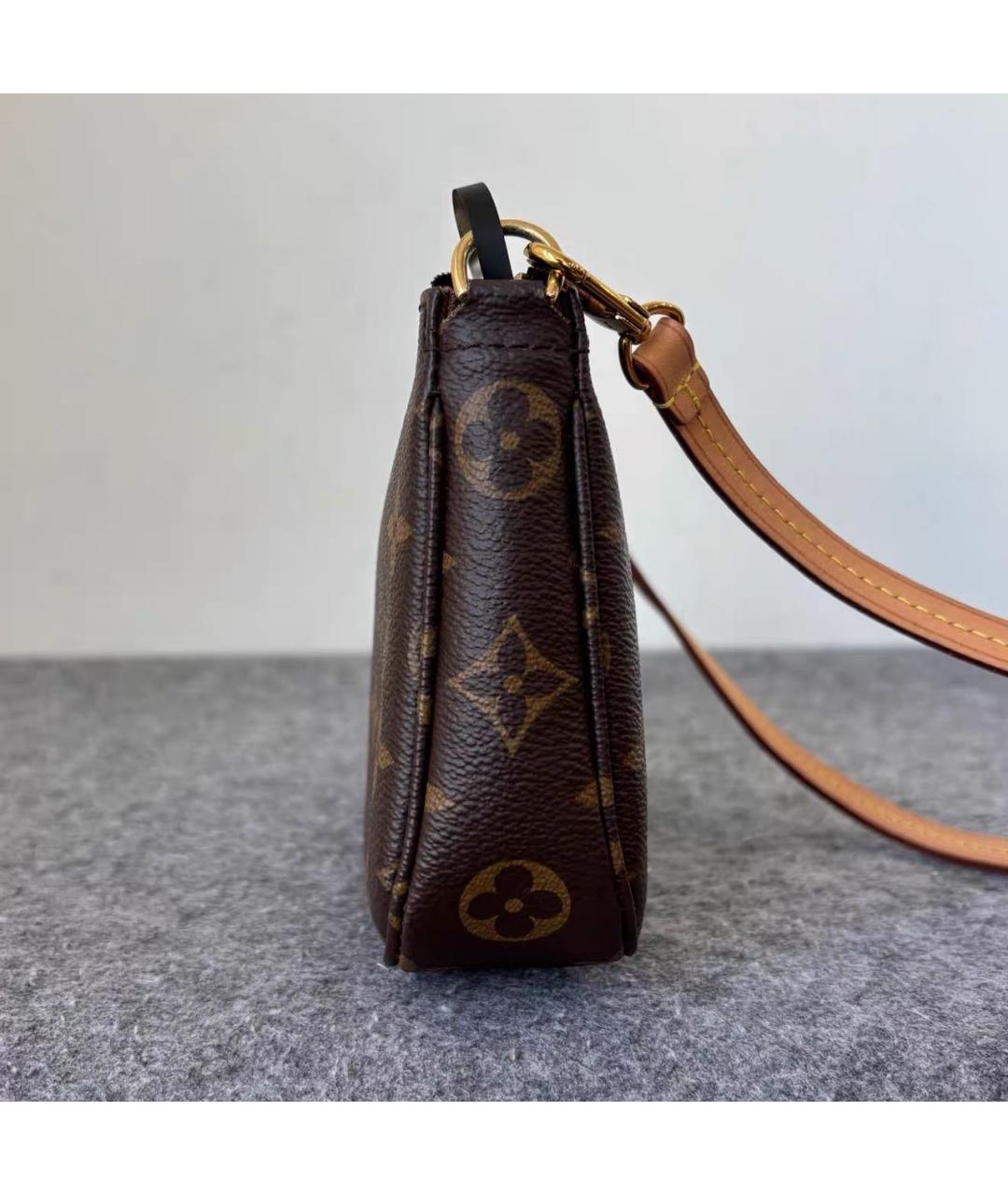 LOUIS VUITTON Коричневая кожаная сумка с короткими ручками, фото 4