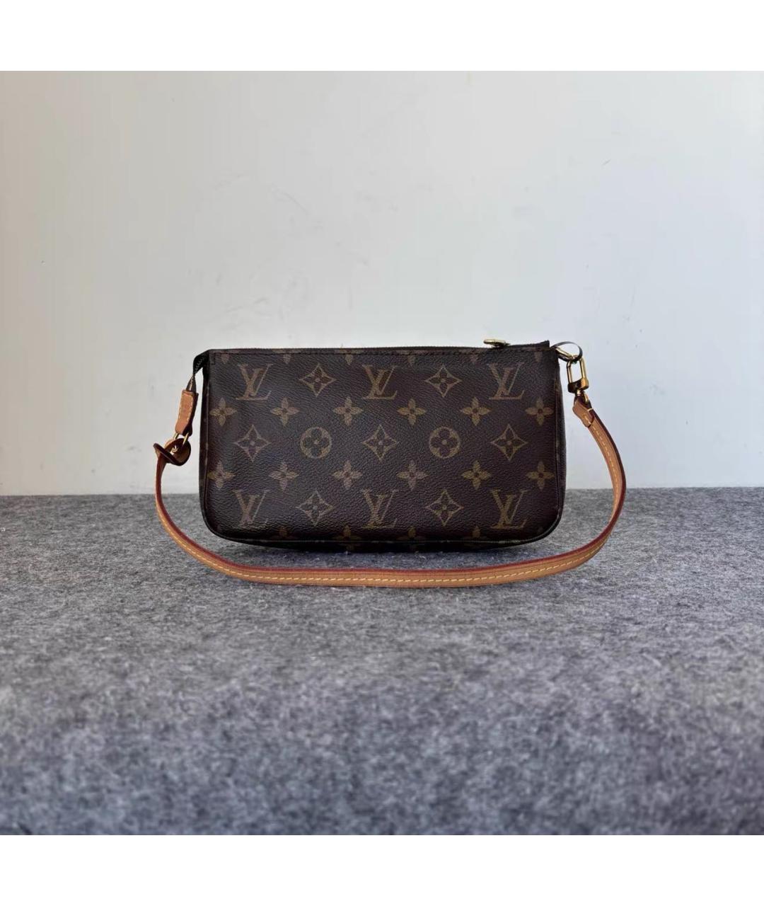 LOUIS VUITTON Коричневая кожаная сумка с короткими ручками, фото 9