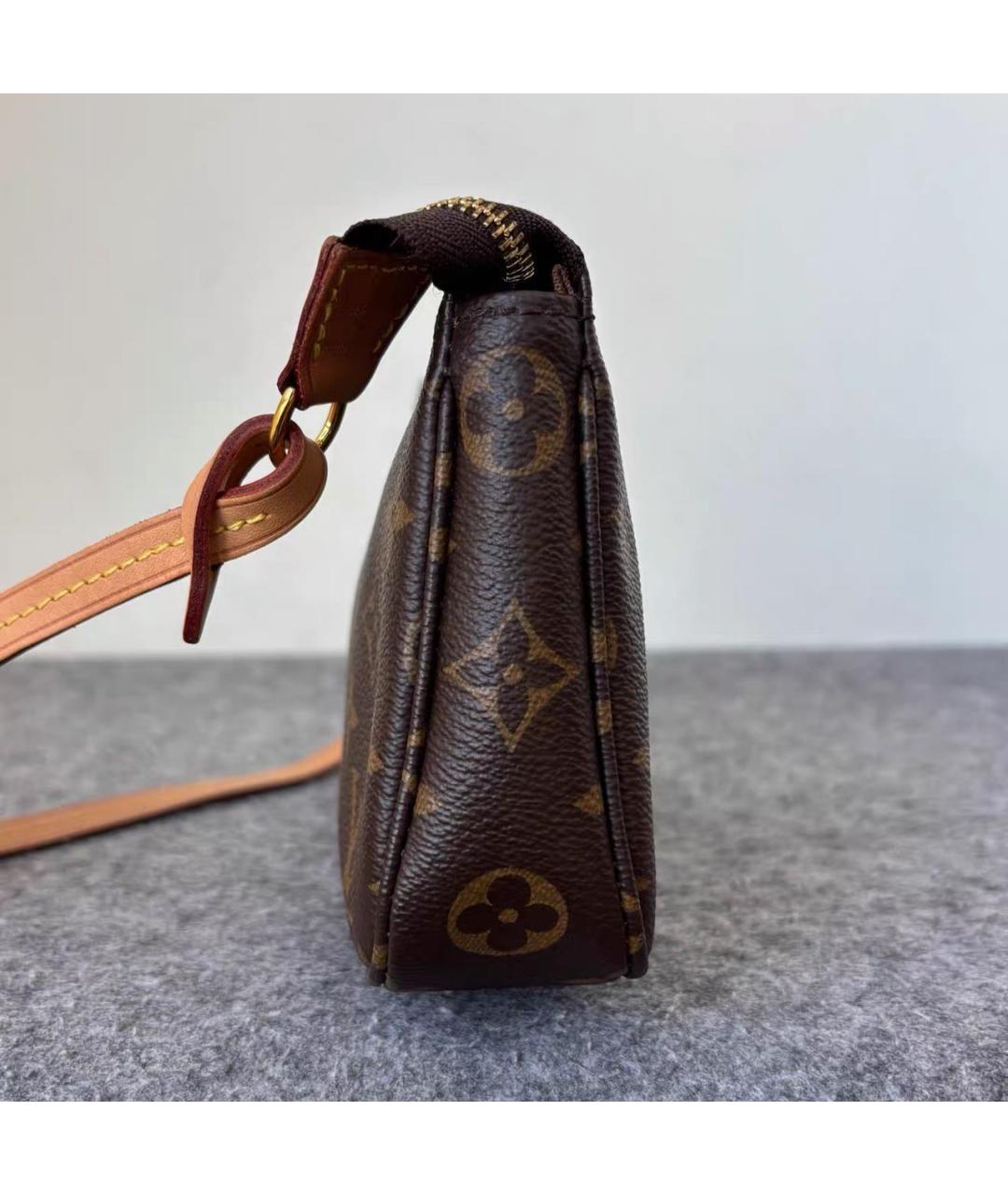 LOUIS VUITTON Коричневая кожаная сумка с короткими ручками, фото 3