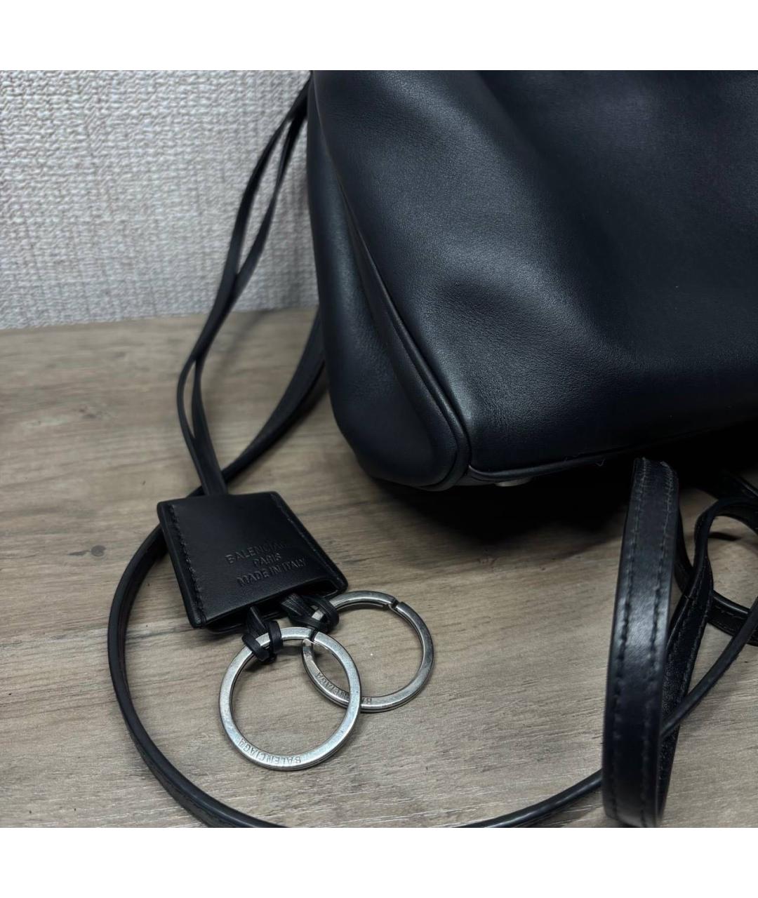 BALENCIAGA Черная кожаная сумка через плечо, фото 5