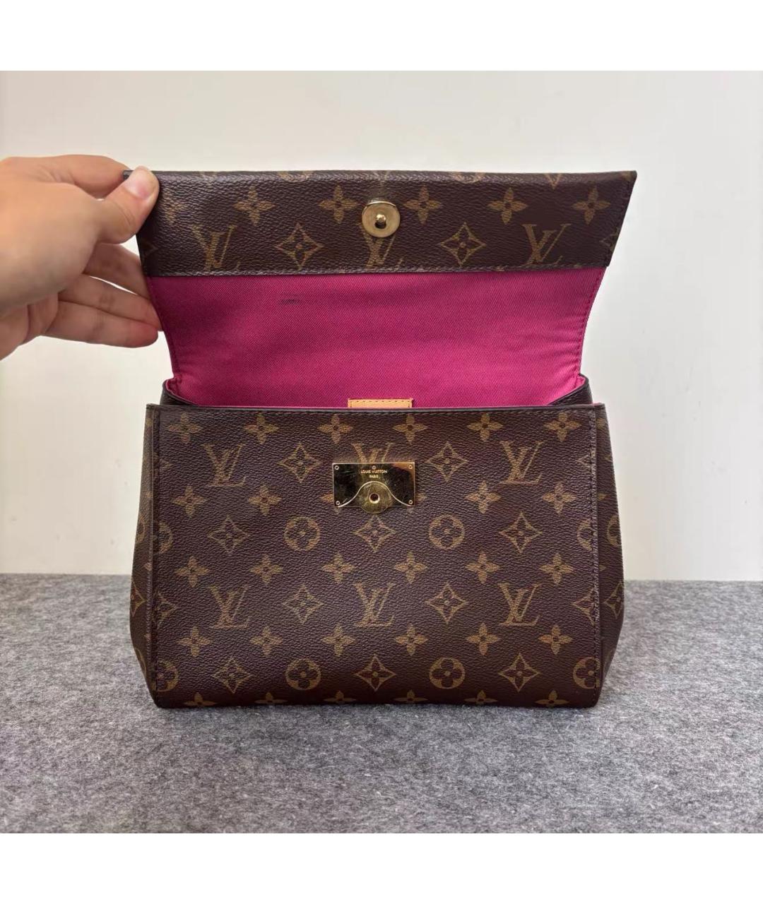 LOUIS VUITTON Коричневая кожаная сумка через плечо, фото 7