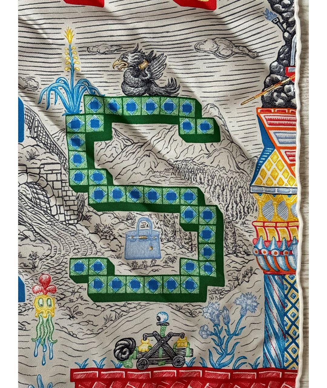 HERMES Мульти шелковый платок, фото 4