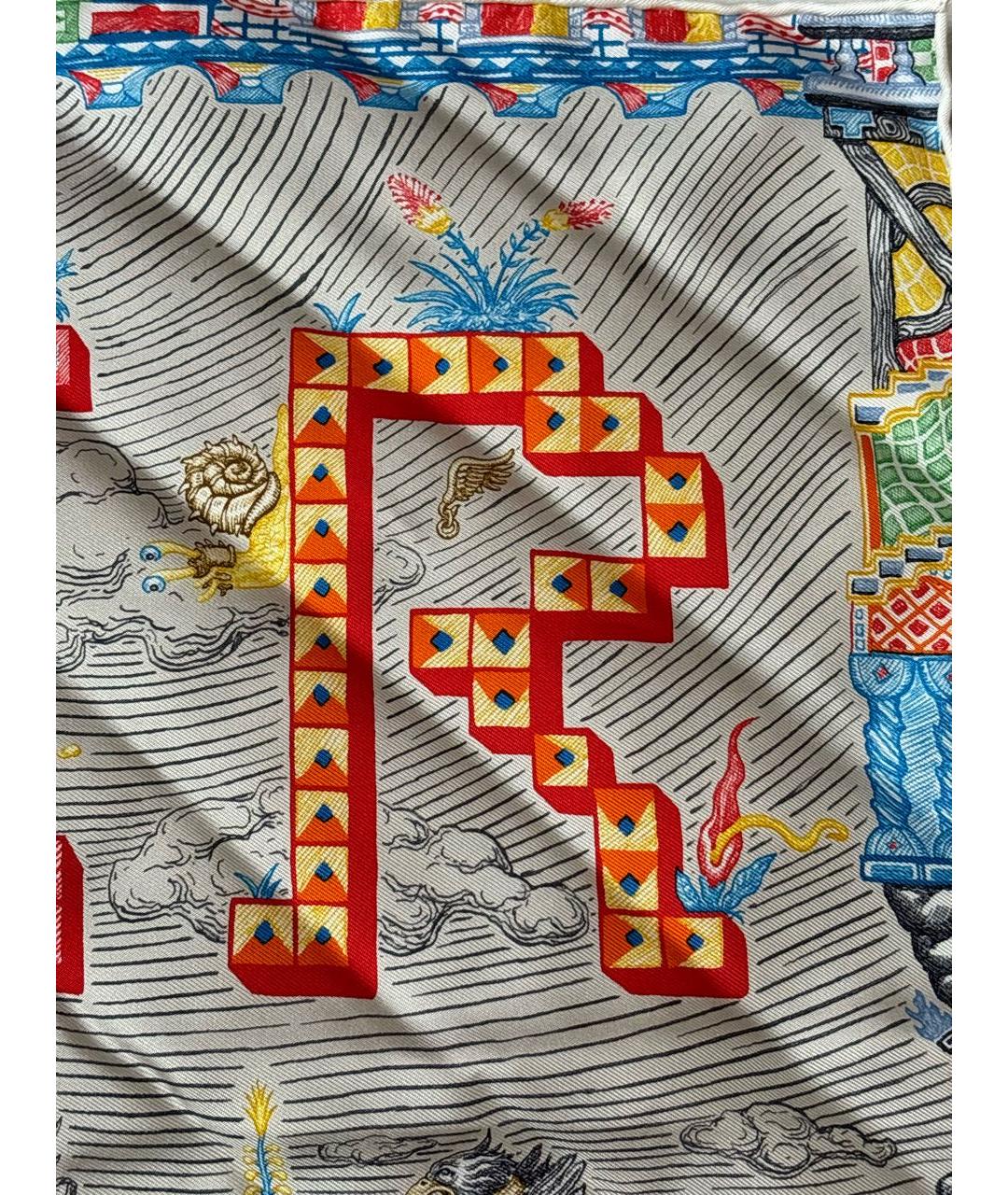 HERMES Мульти шелковый платок, фото 5