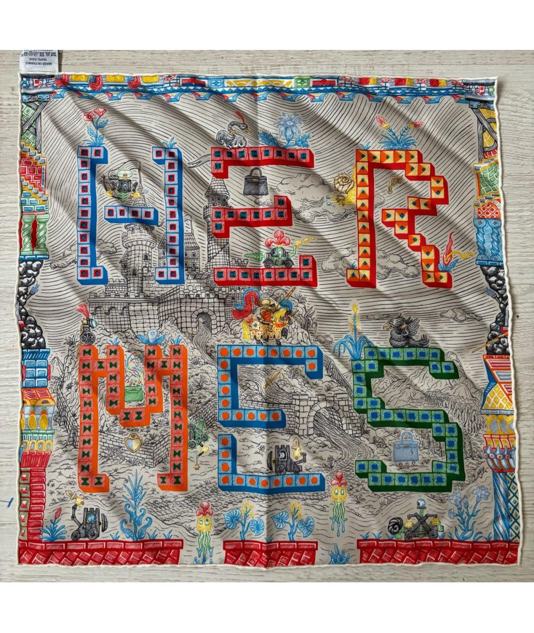 HERMES Мульти шелковый платок, фото 7