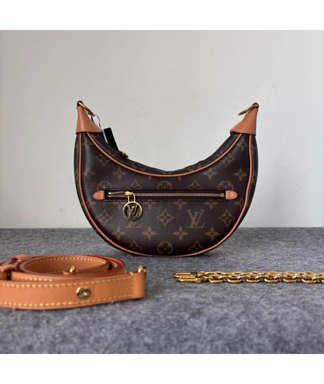 LOUIS VUITTON Коричневая кожаная сумка с короткими ручками, фото 9