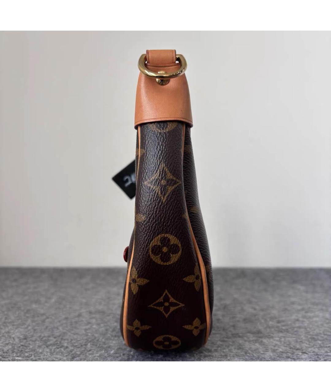 LOUIS VUITTON Коричневая кожаная сумка с короткими ручками, фото 4