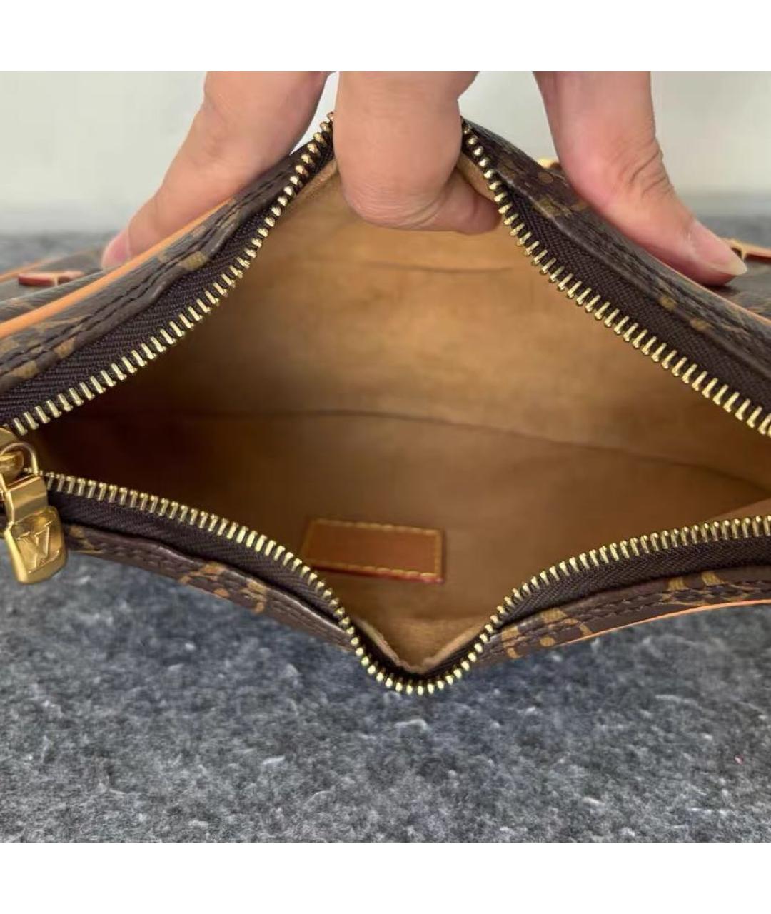 LOUIS VUITTON Коричневая кожаная сумка с короткими ручками, фото 8