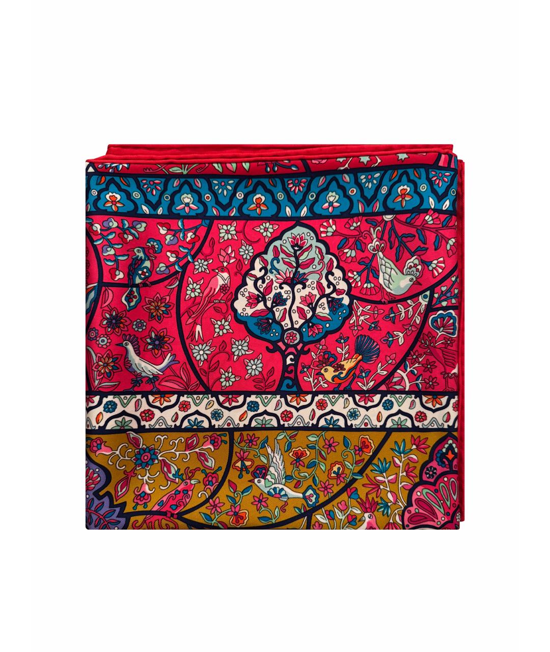 HERMES Красный шелковый платок, фото 1