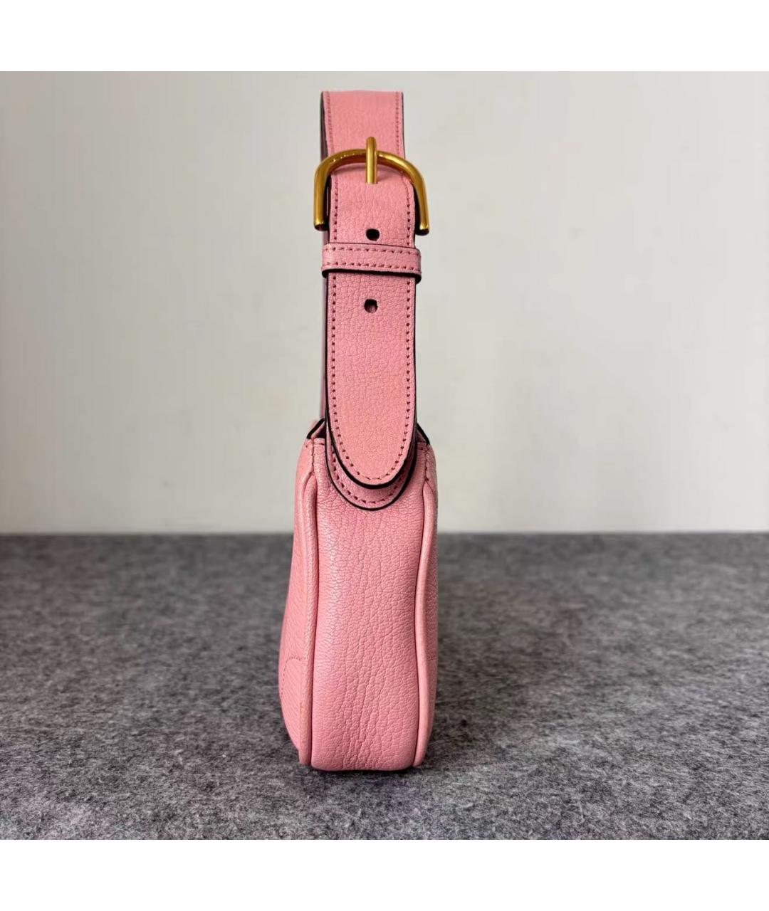 GUCCI Розовая кожаная сумка с короткими ручками, фото 3