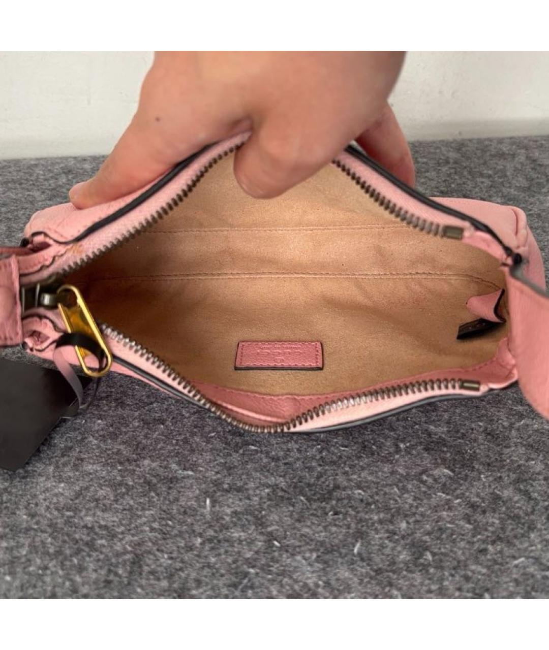 GUCCI Розовая кожаная сумка с короткими ручками, фото 8
