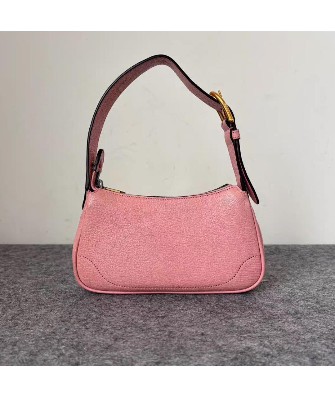 GUCCI Розовая кожаная сумка с короткими ручками, фото 2