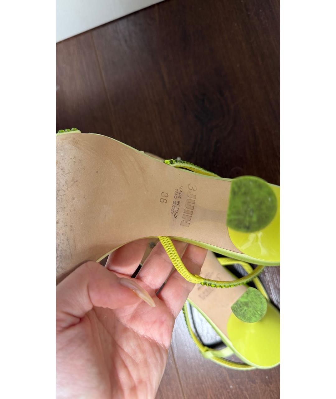 3JUIN Салатовые кожаные босоножки, фото 7