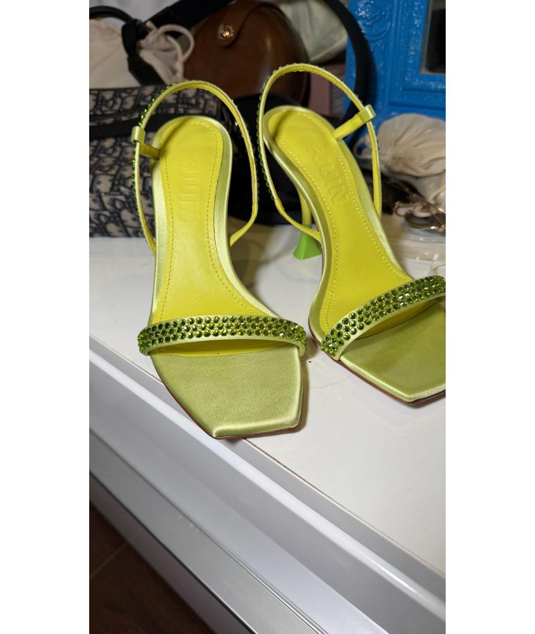 3JUIN Салатовые кожаные босоножки, фото 8