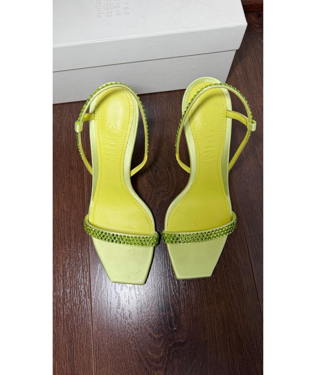 3JUIN Салатовые кожаные босоножки, фото 2