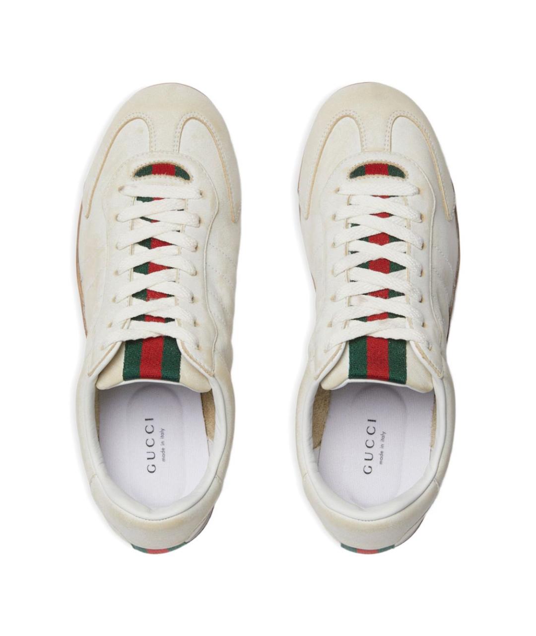 GUCCI Белые замшевые кроссовки, фото 4
