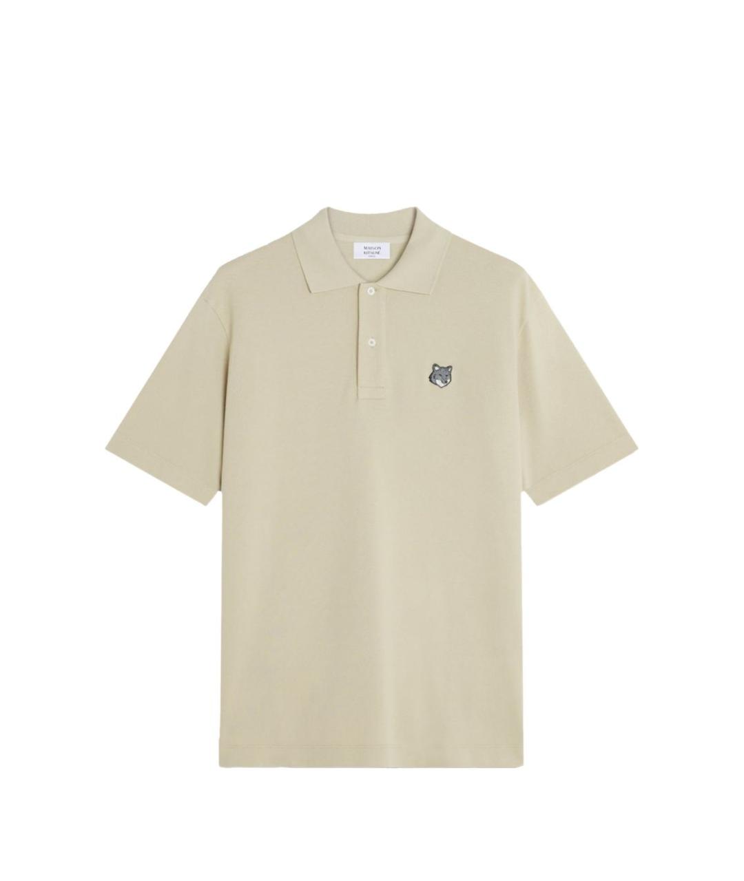 MAISON KITSUNE Бежевое хлопковое поло с коротким рукавом, фото 1