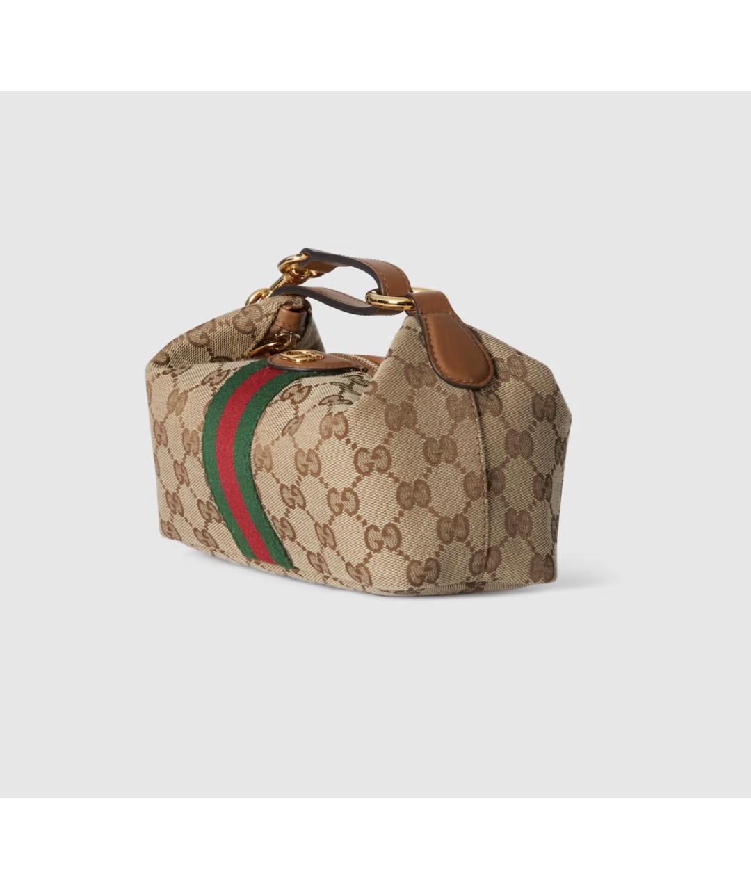 GUCCI Бежевая тканевая сумка с короткими ручками, фото 2