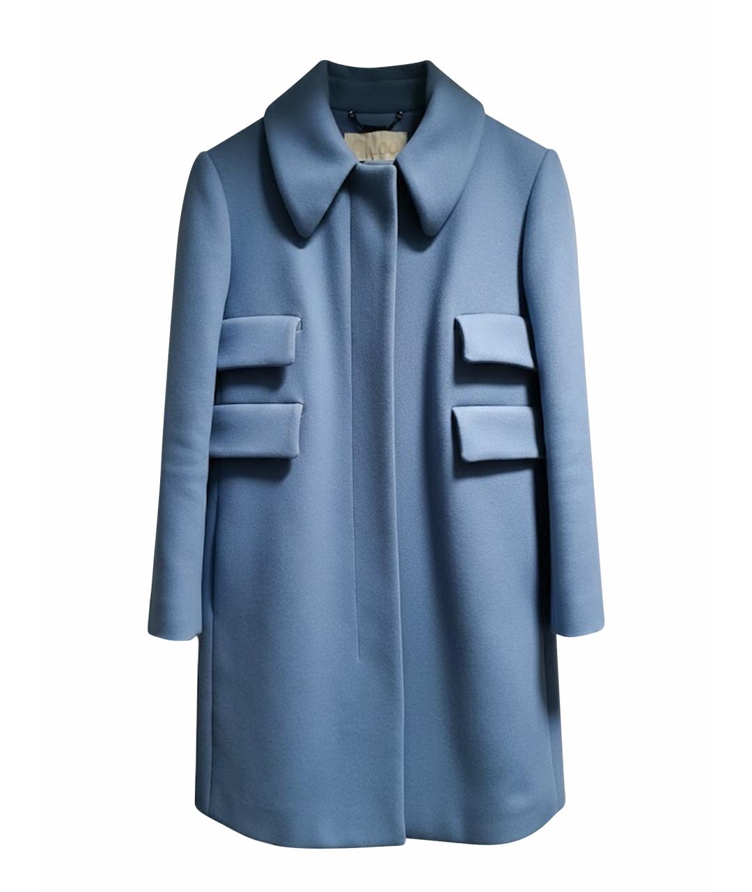 CHLOE Голубое шерстяное пальто, фото 1