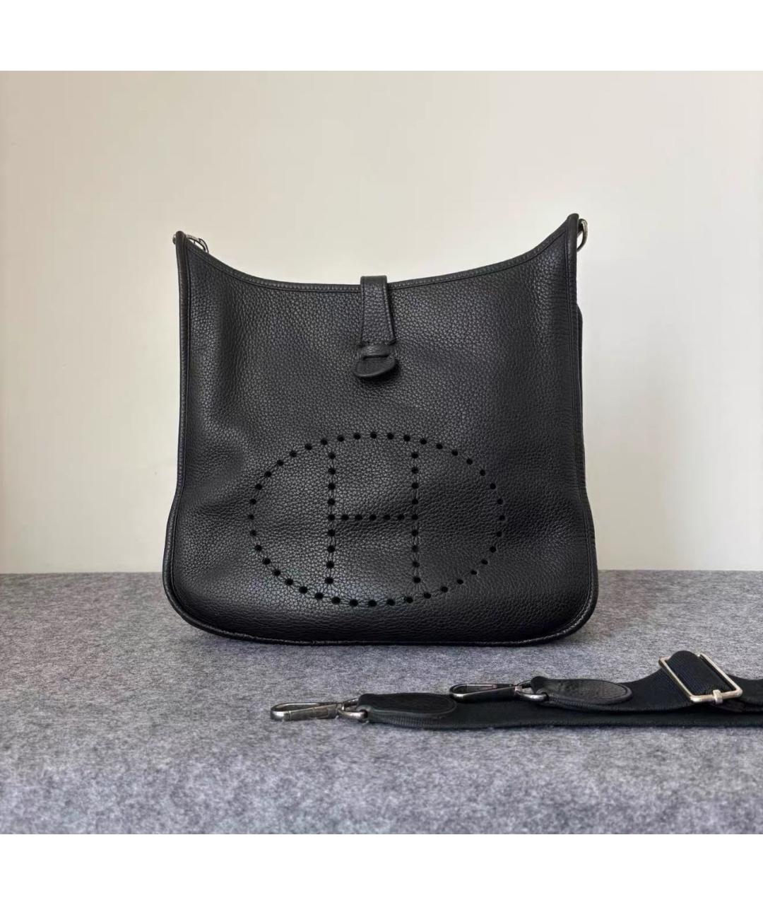 HERMES Черная кожаная сумка через плечо, фото 9