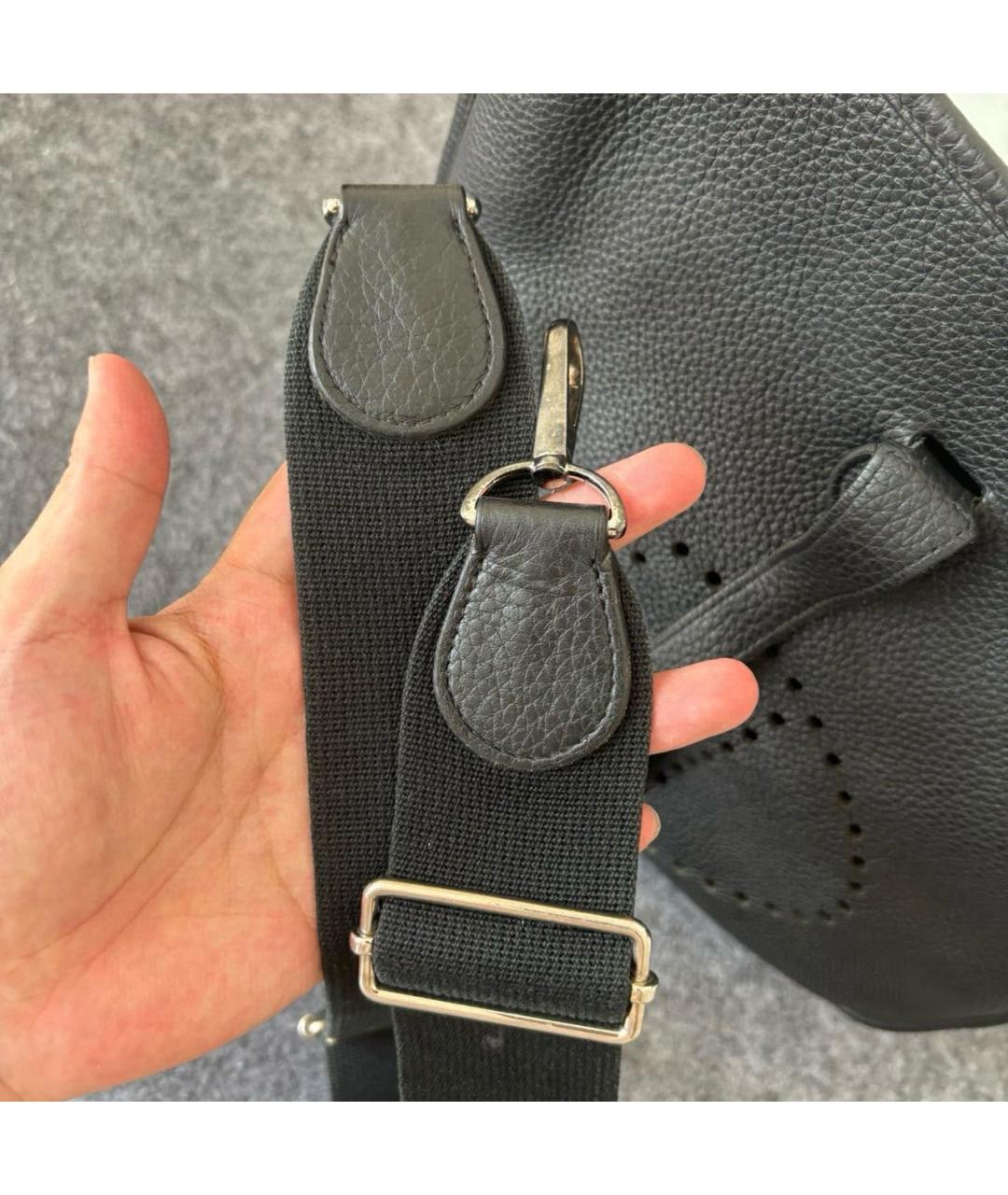 HERMES Черная кожаная сумка через плечо, фото 7