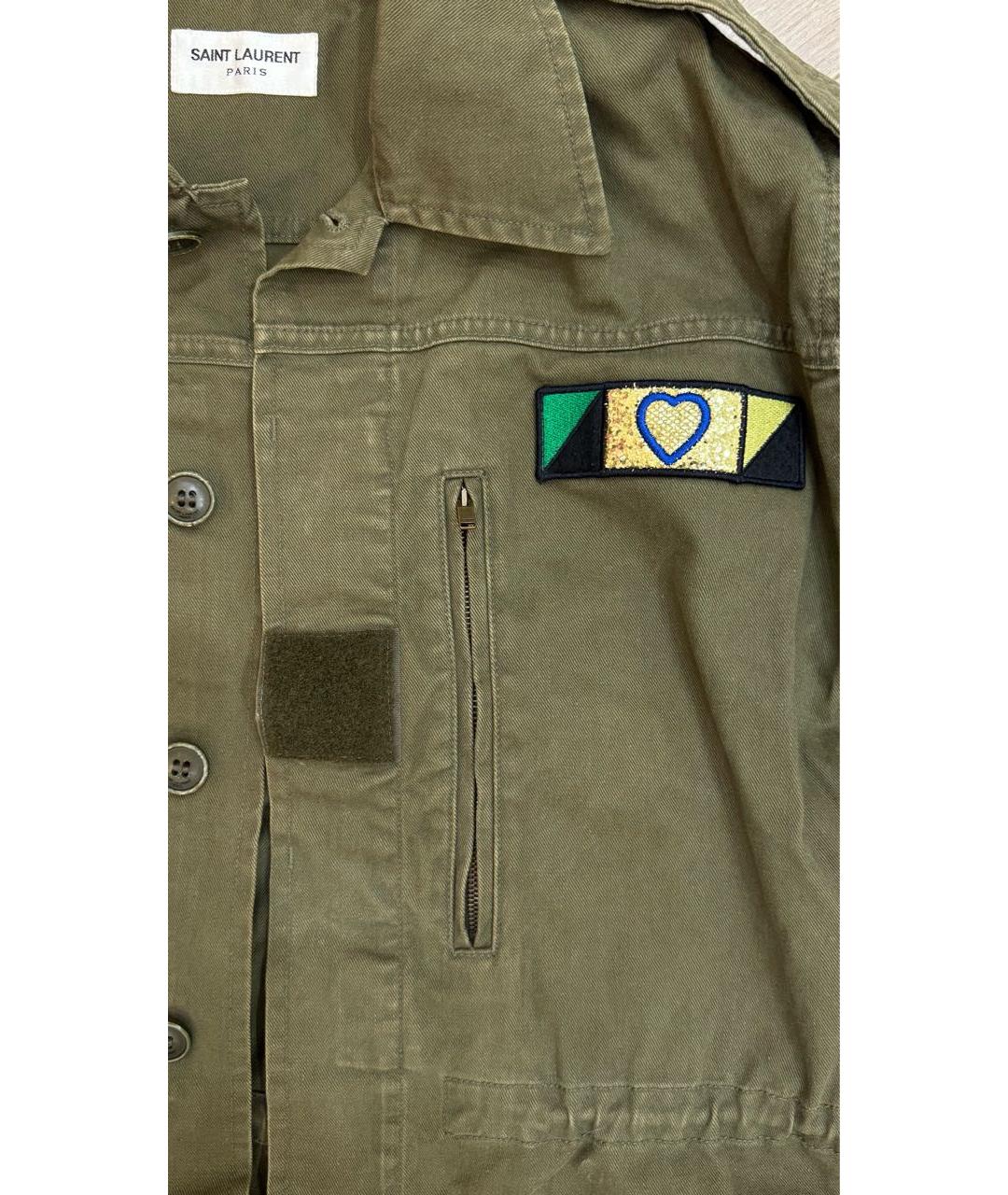 SAINT LAURENT Хаки хлопковая куртка, фото 4