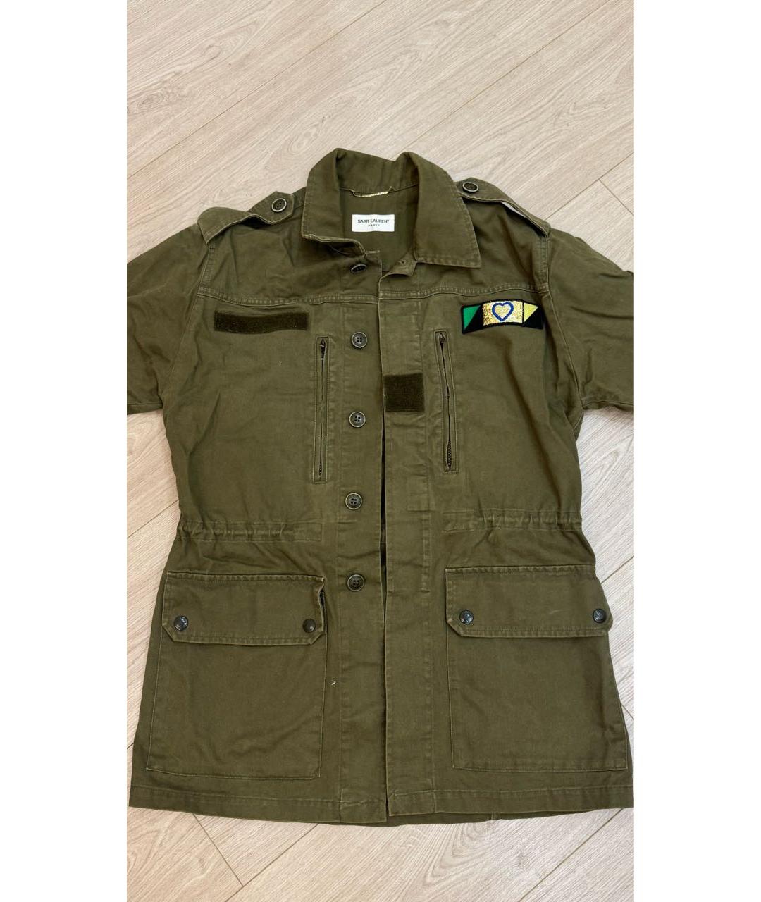SAINT LAURENT Хаки хлопковая куртка, фото 9