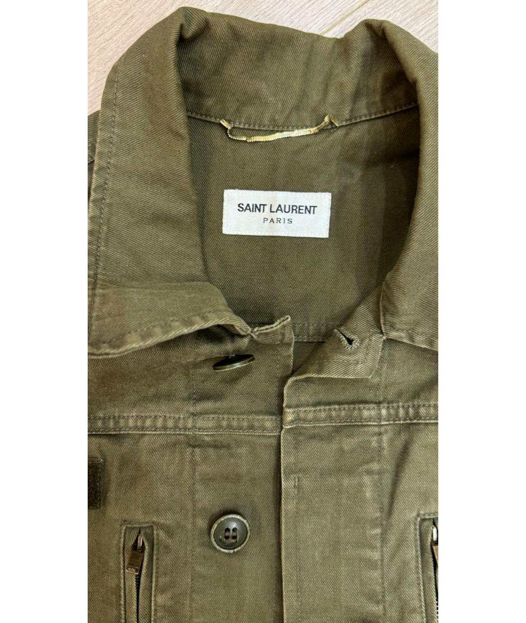 SAINT LAURENT Хаки хлопковая куртка, фото 3