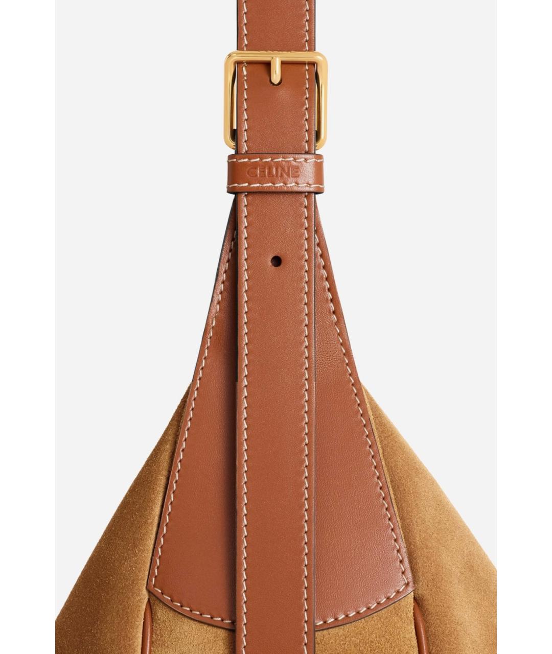 CELINE Коричневая замшевая сумка через плечо, фото 5