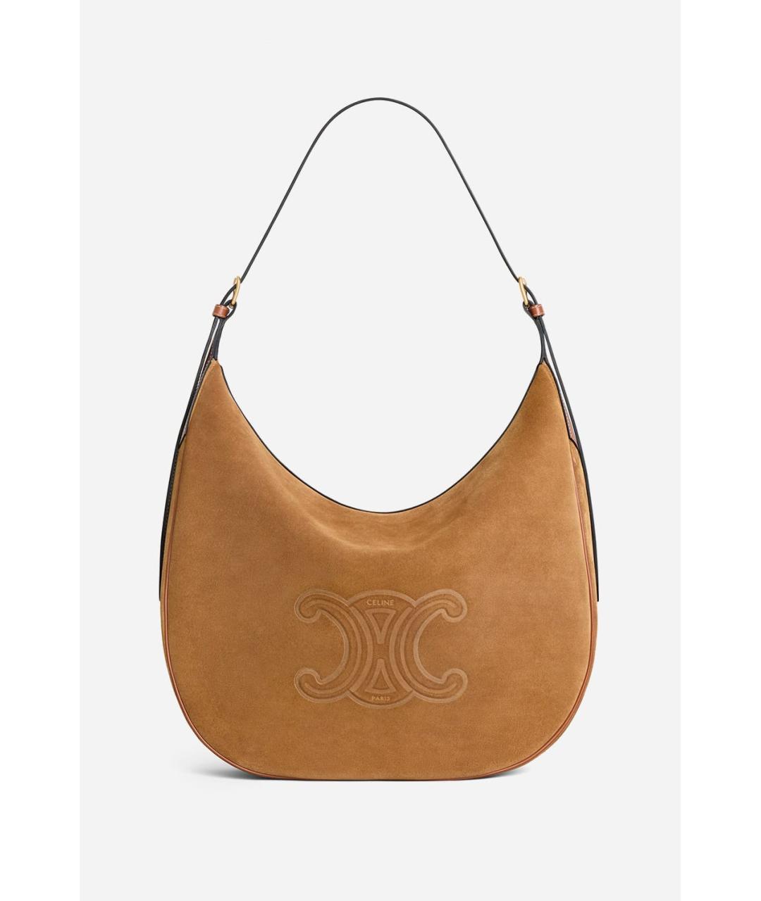 CELINE Коричневая замшевая сумка через плечо, фото 6