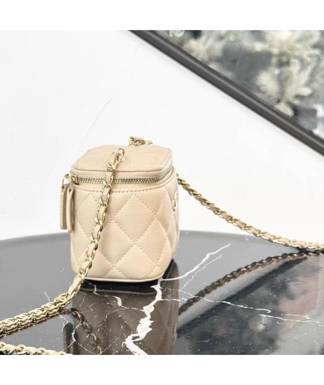 CHANEL Бежевая кожаная сумка через плечо, фото 2