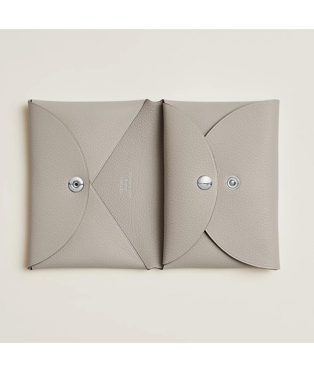 HERMES Серый кожаный кардхолдер, фото 2