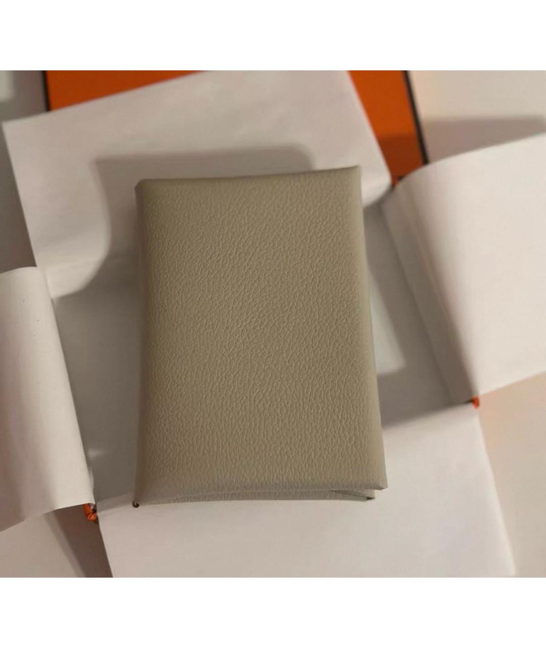 HERMES Серый кожаный кардхолдер, фото 3