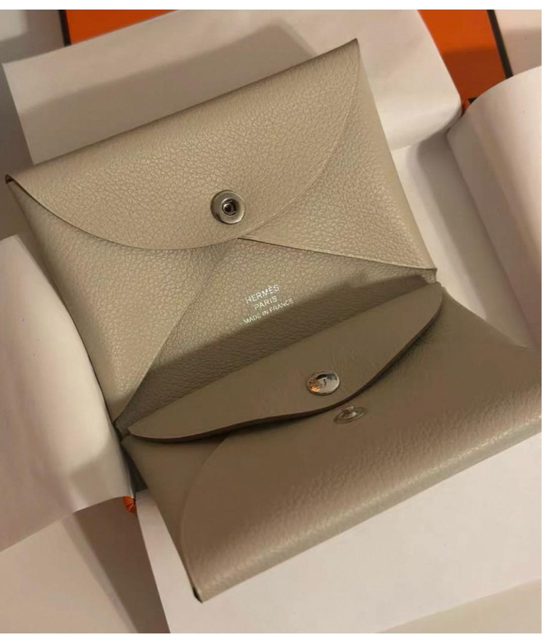HERMES Серый кожаный кардхолдер, фото 4