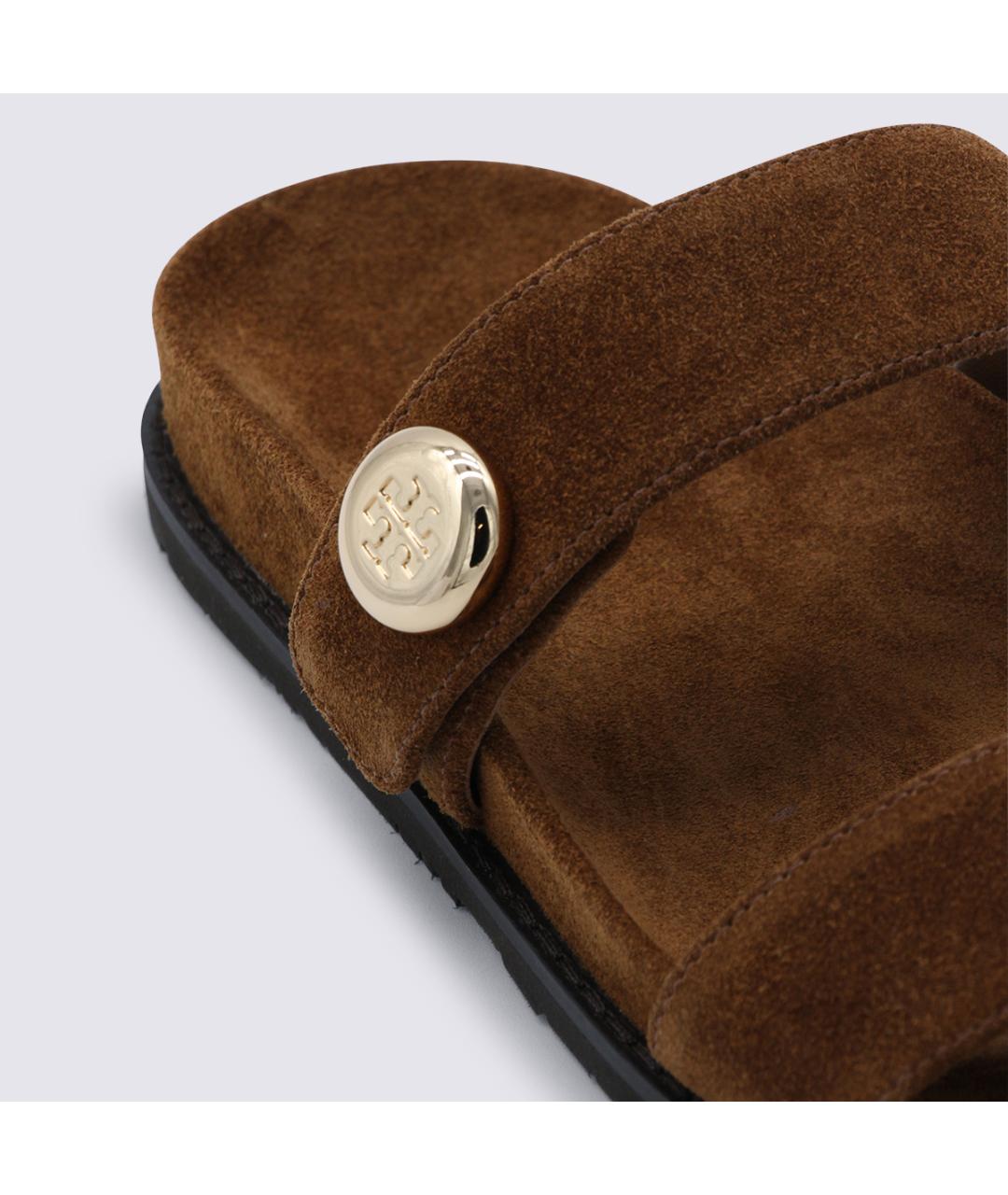 TORY BURCH Коричневые замшевые сандалии, фото 4