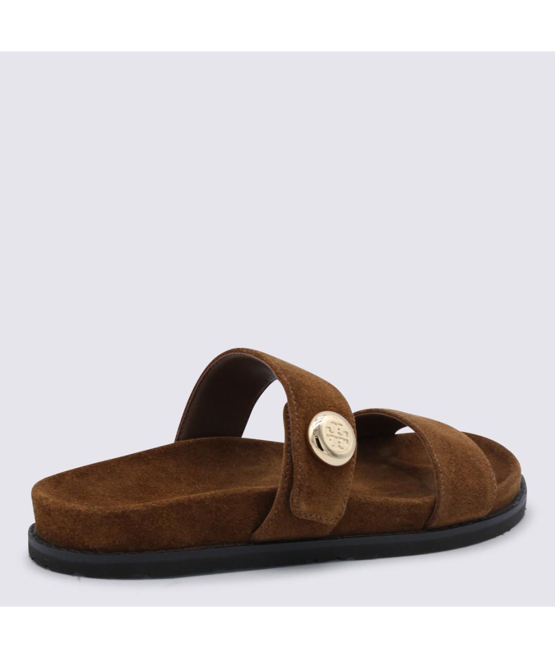 TORY BURCH Коричневые замшевые сандалии, фото 3