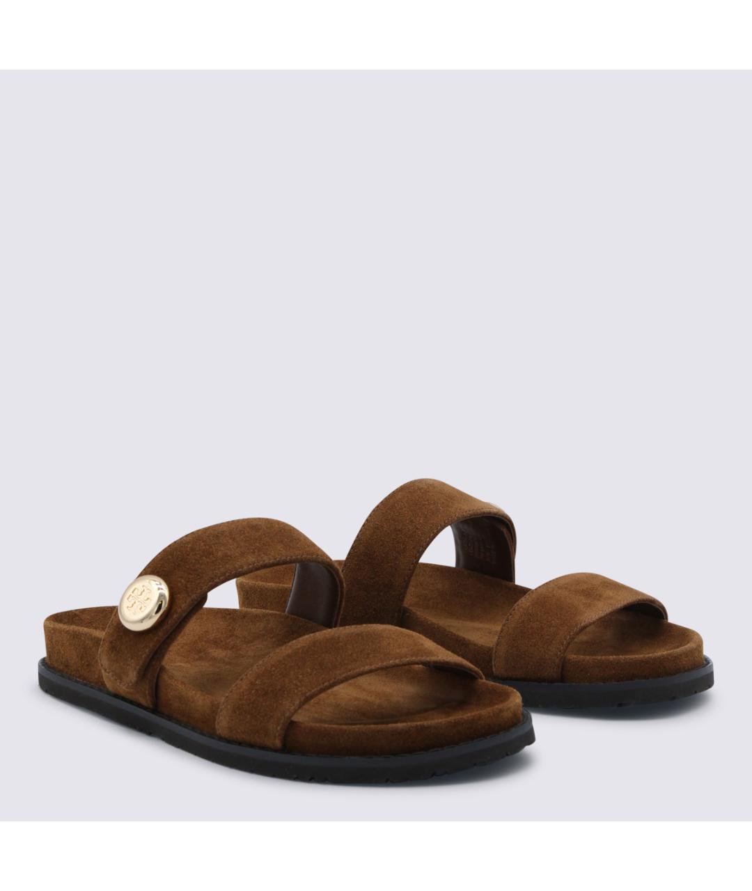 TORY BURCH Коричневые замшевые сандалии, фото 2