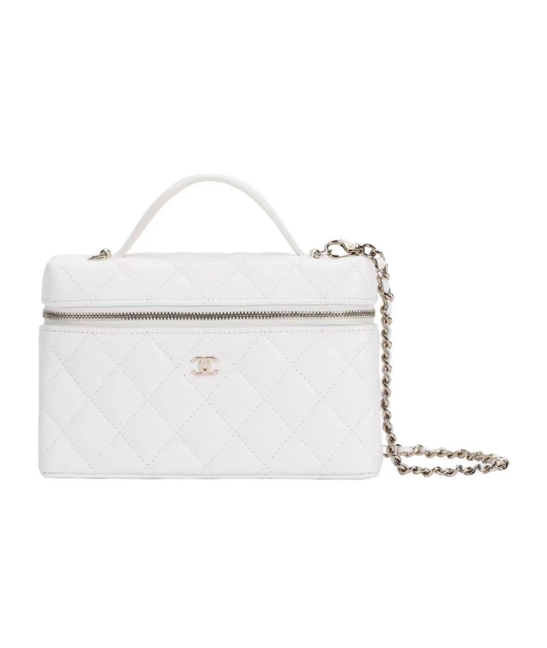 CHANEL Белая кожаная сумка с короткими ручками, фото 5