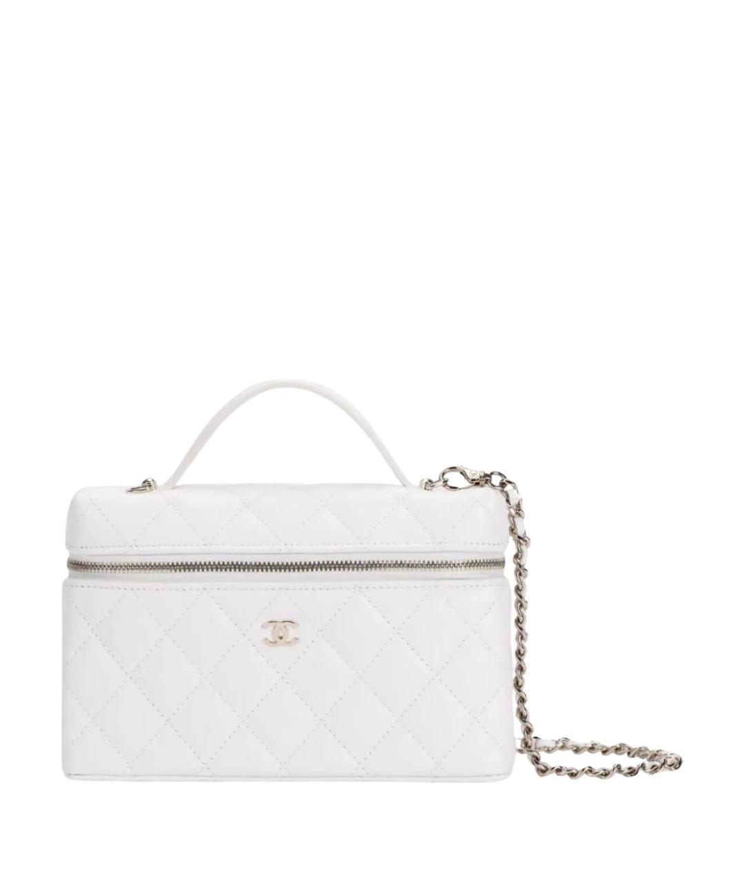 CHANEL Белая кожаная сумка с короткими ручками, фото 1