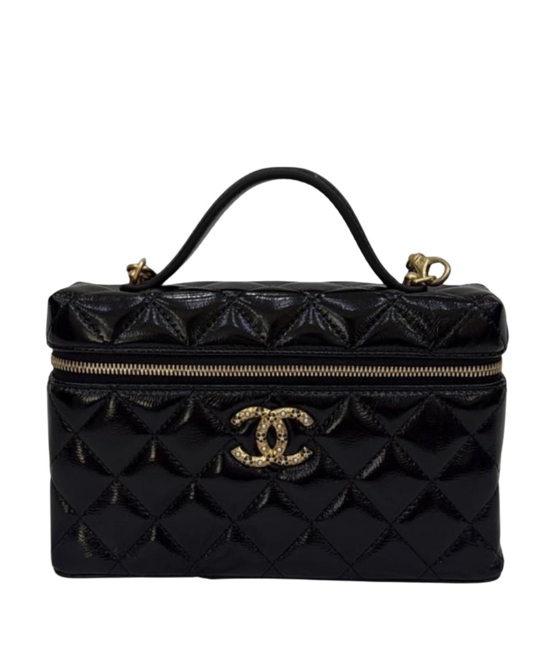 CHANEL Черная кожаная сумка с короткими ручками, фото 1