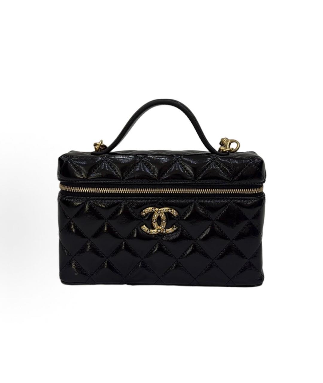 CHANEL Черная кожаная сумка с короткими ручками, фото 4