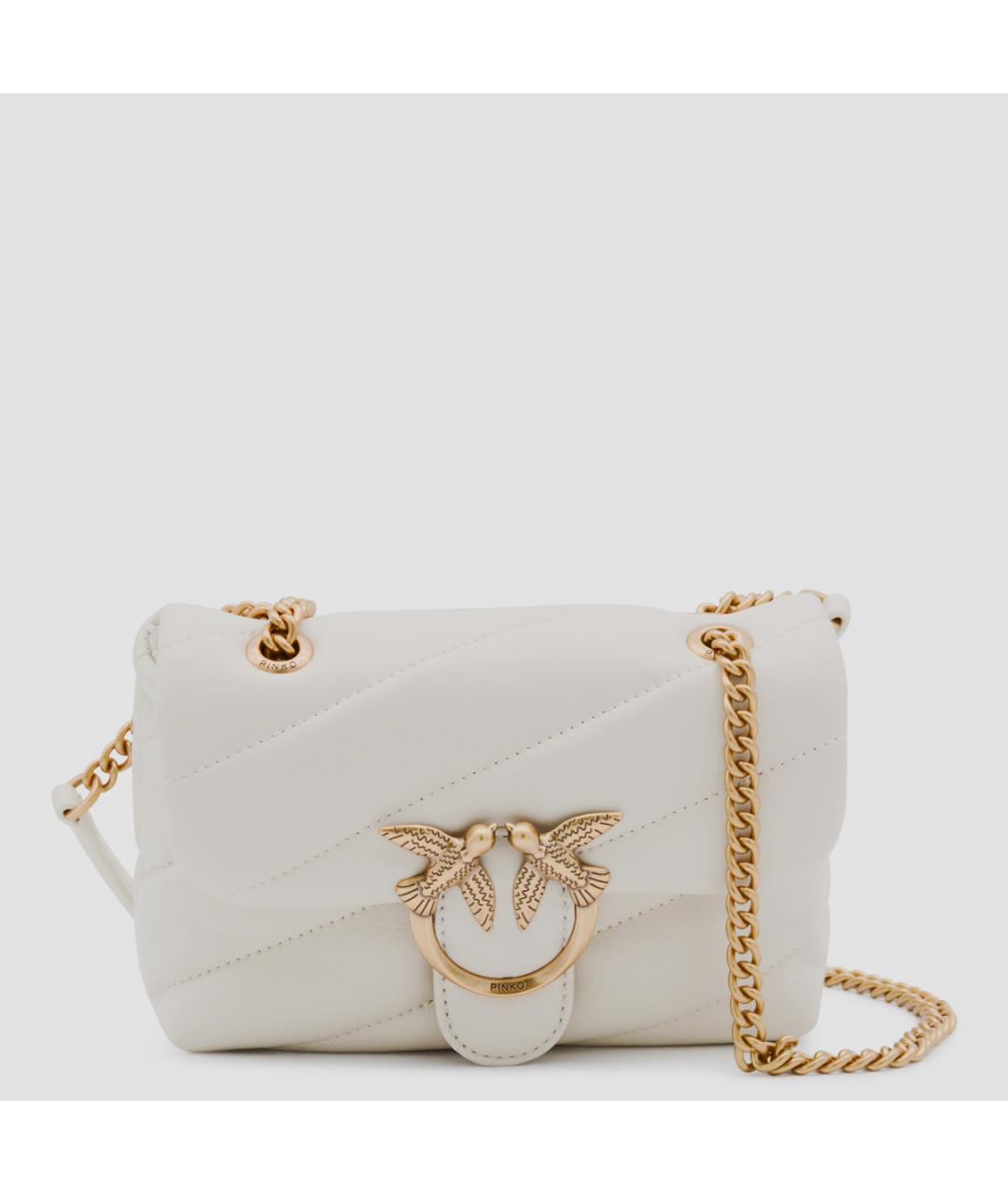 PINKO Белая кожаная сумка через плечо, фото 5