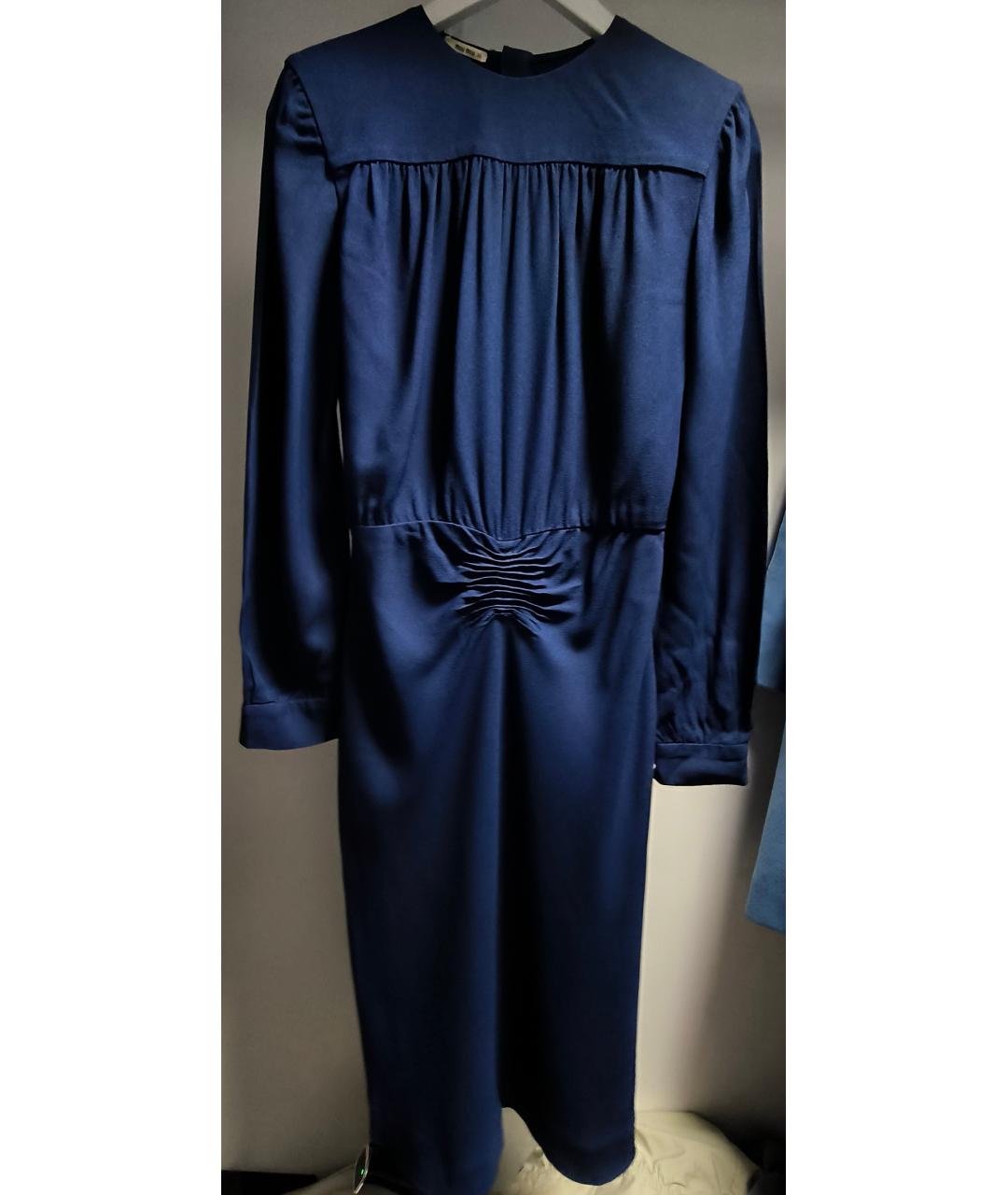 MIU MIU Темно-синее ацетатное повседневное платье, фото 6