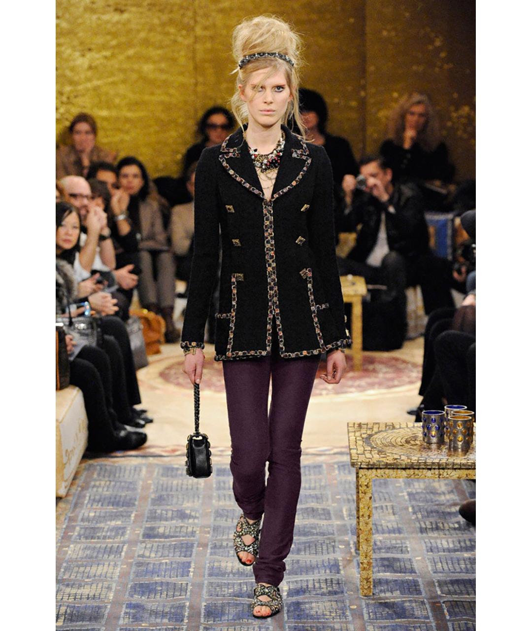 CHANEL Черный твидовый жакет/пиджак, фото 2