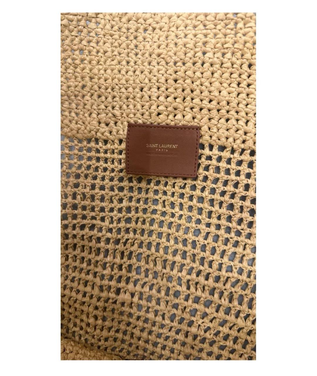 SAINT LAURENT Бежевая пелетеная пляжная сумка, фото 4