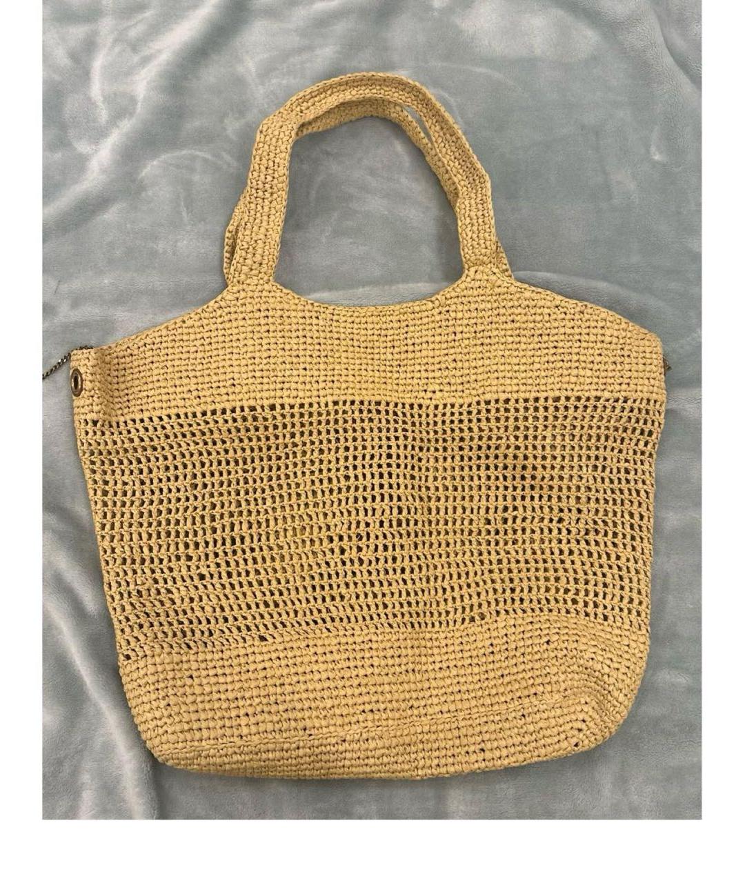 SAINT LAURENT Бежевая пелетеная пляжная сумка, фото 6