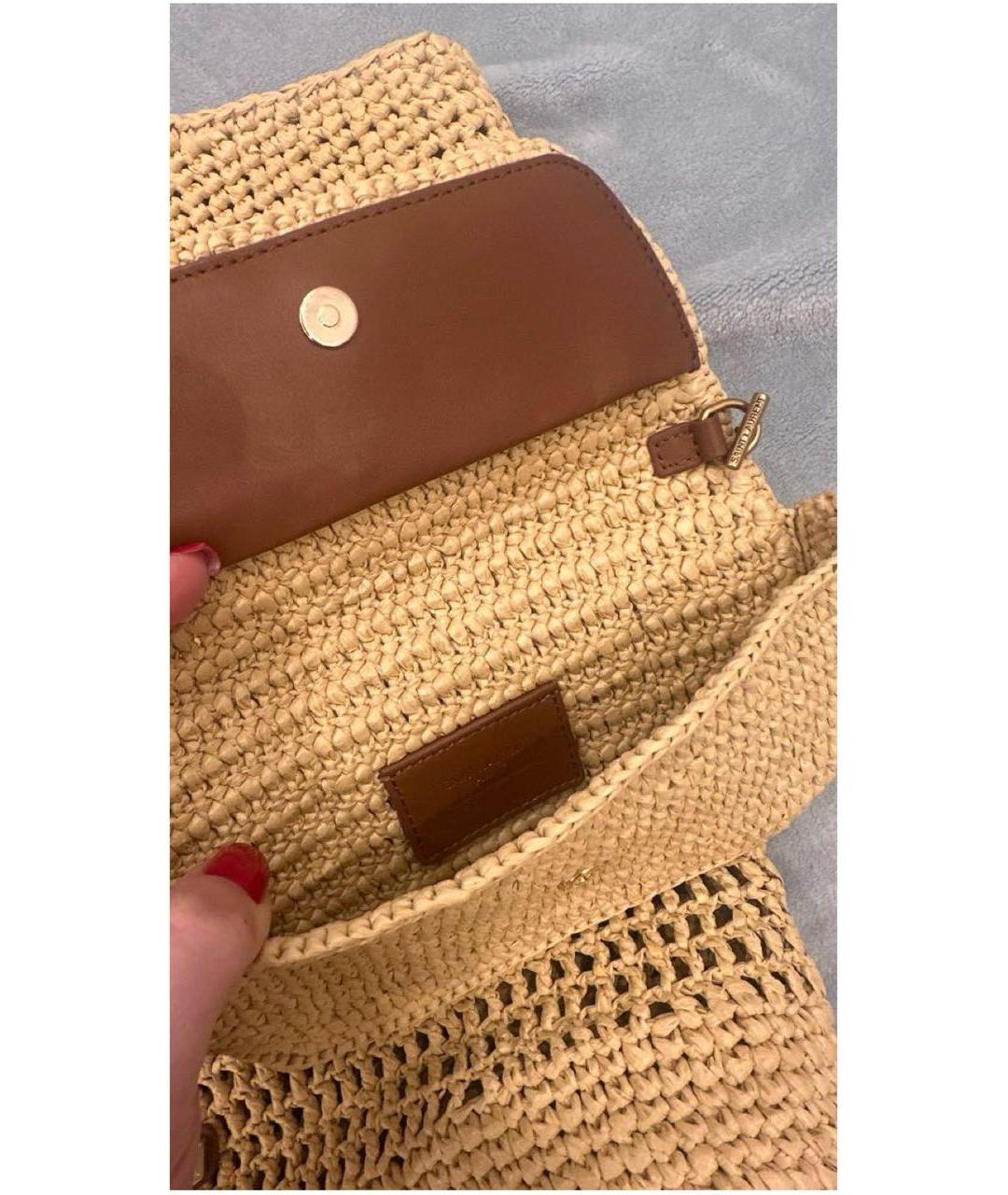 SAINT LAURENT Бежевая пелетеная пляжная сумка, фото 3